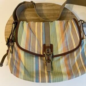Fossil Vintage Multi Colored Canvas Cotton Woven Messenger Crossbody Large Bag